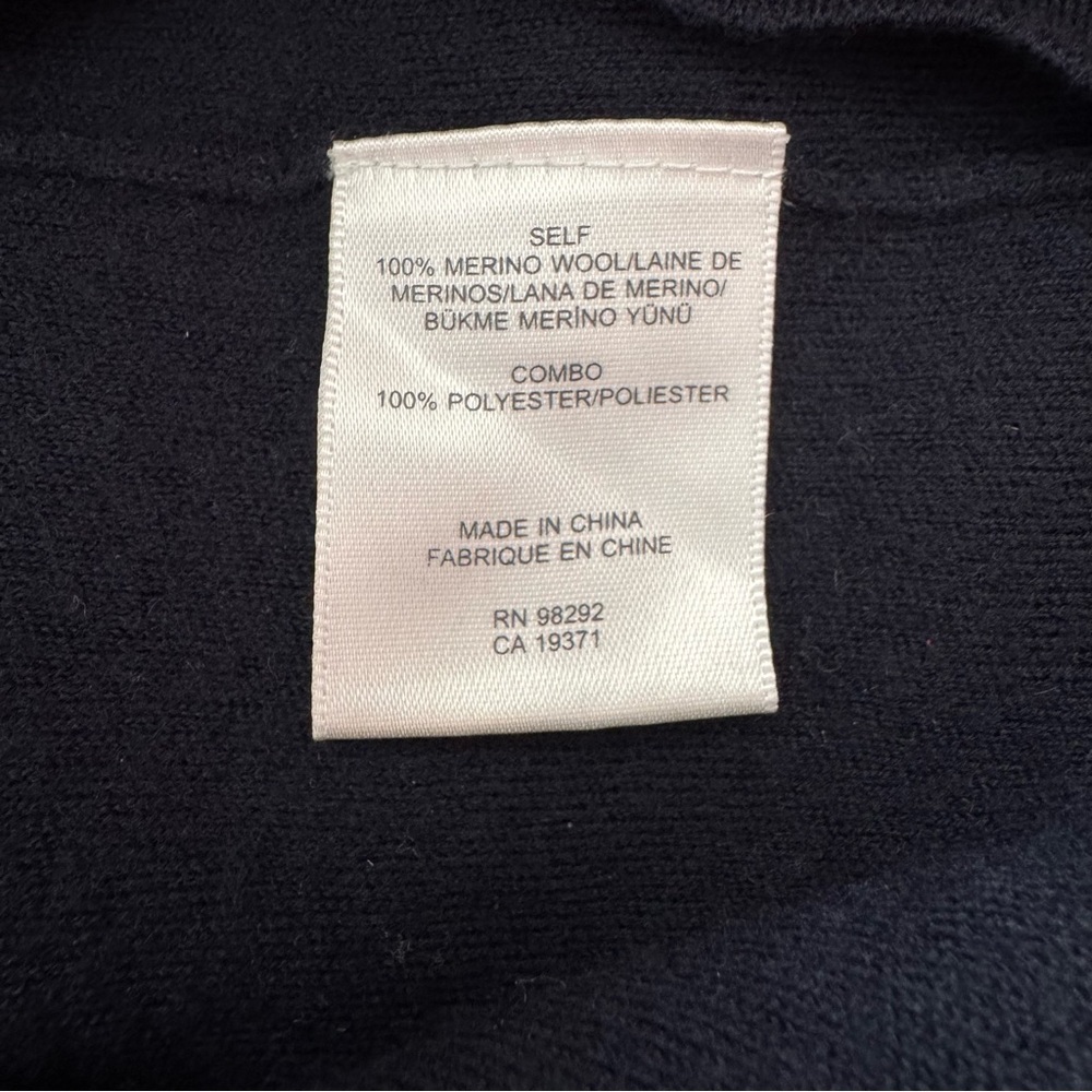 Tibi Merino Wool Puff Sleeve Pullover Sweater Navy Preppy Size Large - Picture 7 of 8